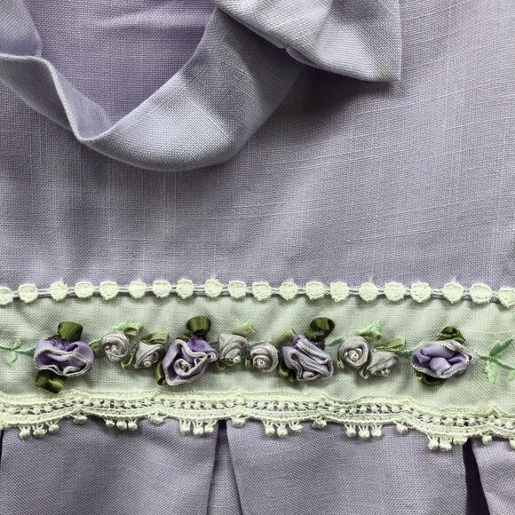 Vintage Rare Editions Girls Size 5/6 Dress Purple A-Line Pleated Prairie Summer - Picture 5 of 9